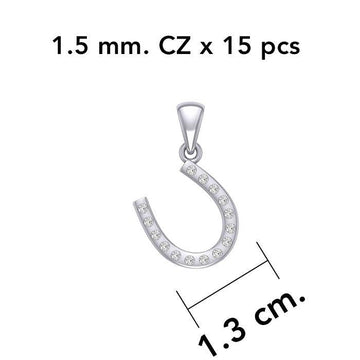 Horseshoe with Gems Silver Pendant TPD5893 - Jewelry